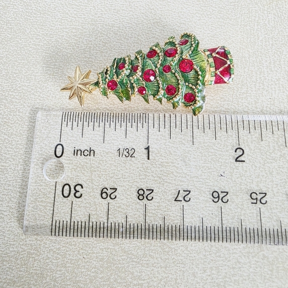 Vintage Christopher Radko Festive Gold Tone Christmas Tree Brooch - Picture 4 of 4